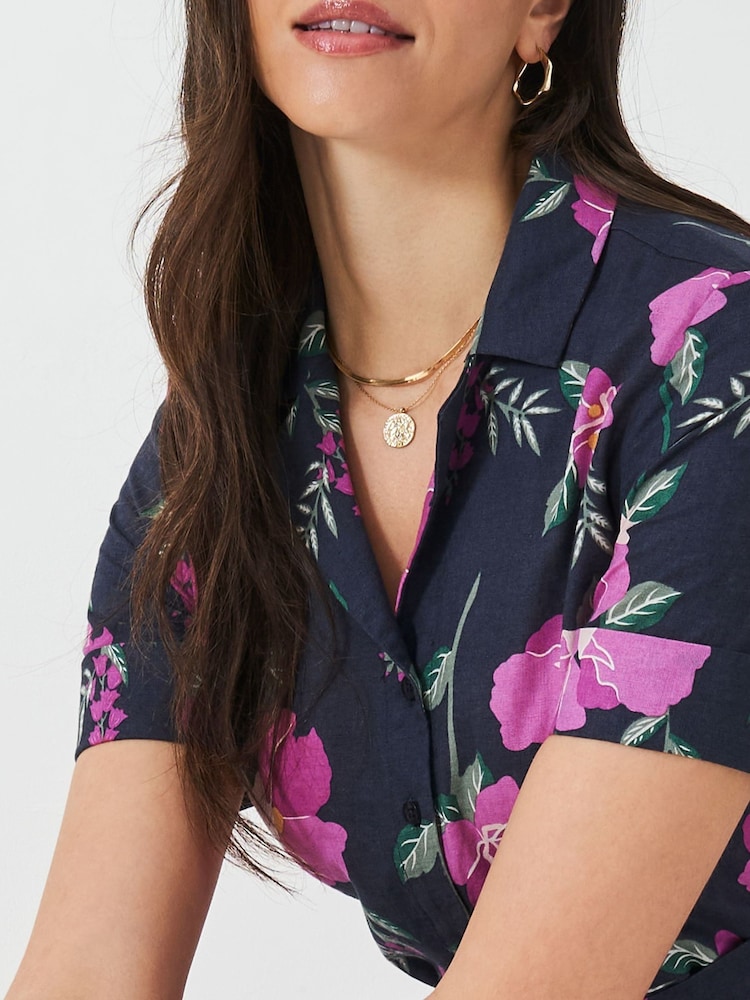 Vestido-camisa Crew Clothing Ava em mistura de linho - Imagem 2 de 5