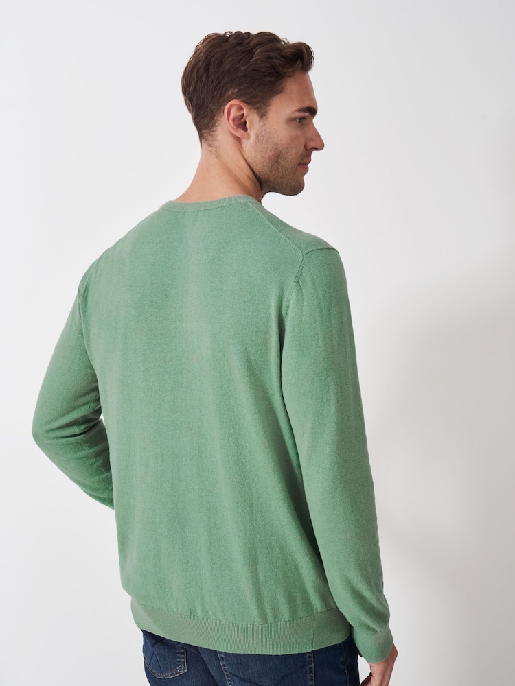 Crew Clothing Green Cotton & Linen Jumper - Image 2 of 5