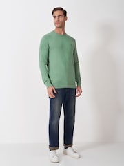 Crew Clothing Green Cotton & Linen Jumper - Image 3 of 5