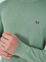 Crew Clothing Green Cotton & Linen Jumper - Image 4 of 5