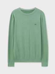 Crew Clothing Green Cotton & Linen Jumper - Image 5 of 5