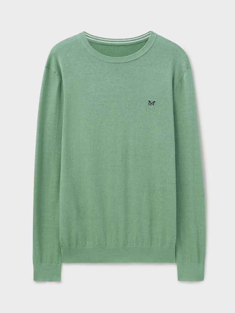 Crew Clothing Green Cotton & Linen Jumper - Image 5 of 5