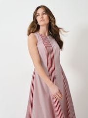 Crew Clothing Red Flo Cotton Fit-And-Flare Dress - Image 3 of 5