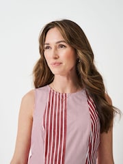 Crew Clothing Red Flo Cotton Fit-And-Flare Dress - Image 4 of 5