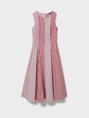 Crew Clothing Red Flo Cotton Fit-And-Flare Dress - Image 5 of 5