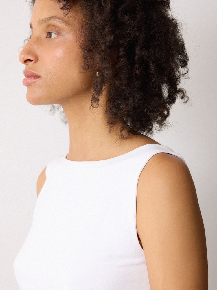 Jigsaw White Straight Neck Vest - Image 2 of 5