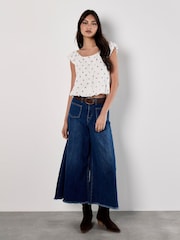 Apricot Cream Ditsy Cotton Textured Bubble Top - Image 4 of 4