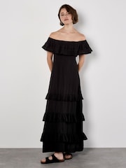 Apricot Black Bardot Lace Detail Maxi Dress - Image 2 of 5
