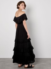 Apricot Black Bardot Lace Detail Maxi Dress - Image 3 of 5