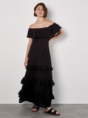 Apricot Black Bardot Lace Detail Maxi Dress - Image 4 of 5