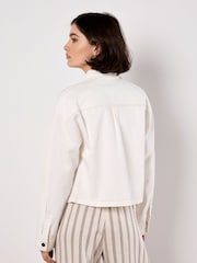 Apricot Cream Denim Cropped Two Pockek Shirt - Image 3 of 5