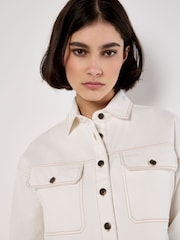 Apricot Cream Denim Cropped Two Pockek Shirt - Image 5 of 5