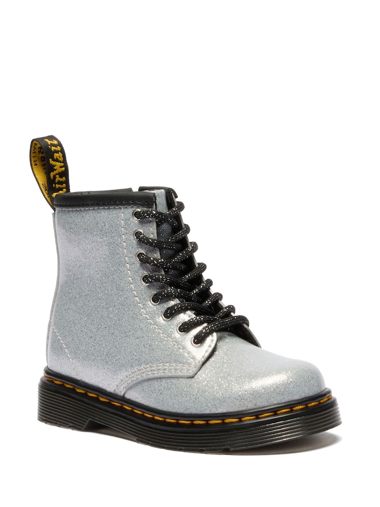 Dr. Martens Silver 1460 Nebula Glitter 8 Eye Boots - Image 1 of 3
