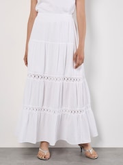 Apricot White Tiered Crochet Insert Skirt - Image 1 of 4