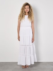 Apricot White Tiered Crochet Insert Skirt - Image 3 of 4