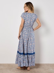 Apricot Blue Ditsy Cluster Crochet Maxi Dress - Image 5 of 5