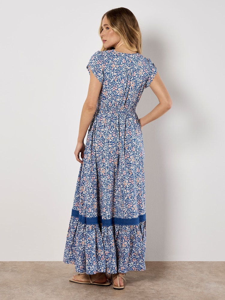 Apricot Blue Ditsy Cluster Crochet Maxi Dress - Image 5 of 5 Apricot Blue Ditsy Cluster Crochet Maxi Dress - Image 5 of 5