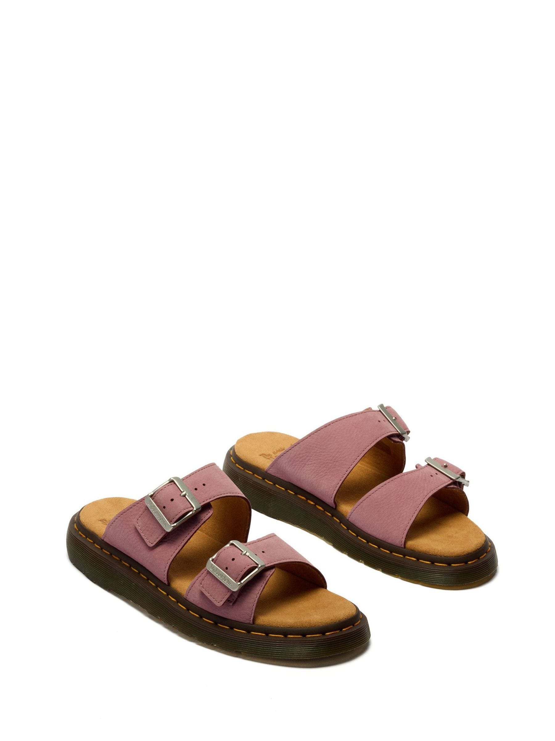 Buy Dr. Martens Pink Josef Dusty Rose Milled Nubuck Slide Sandals