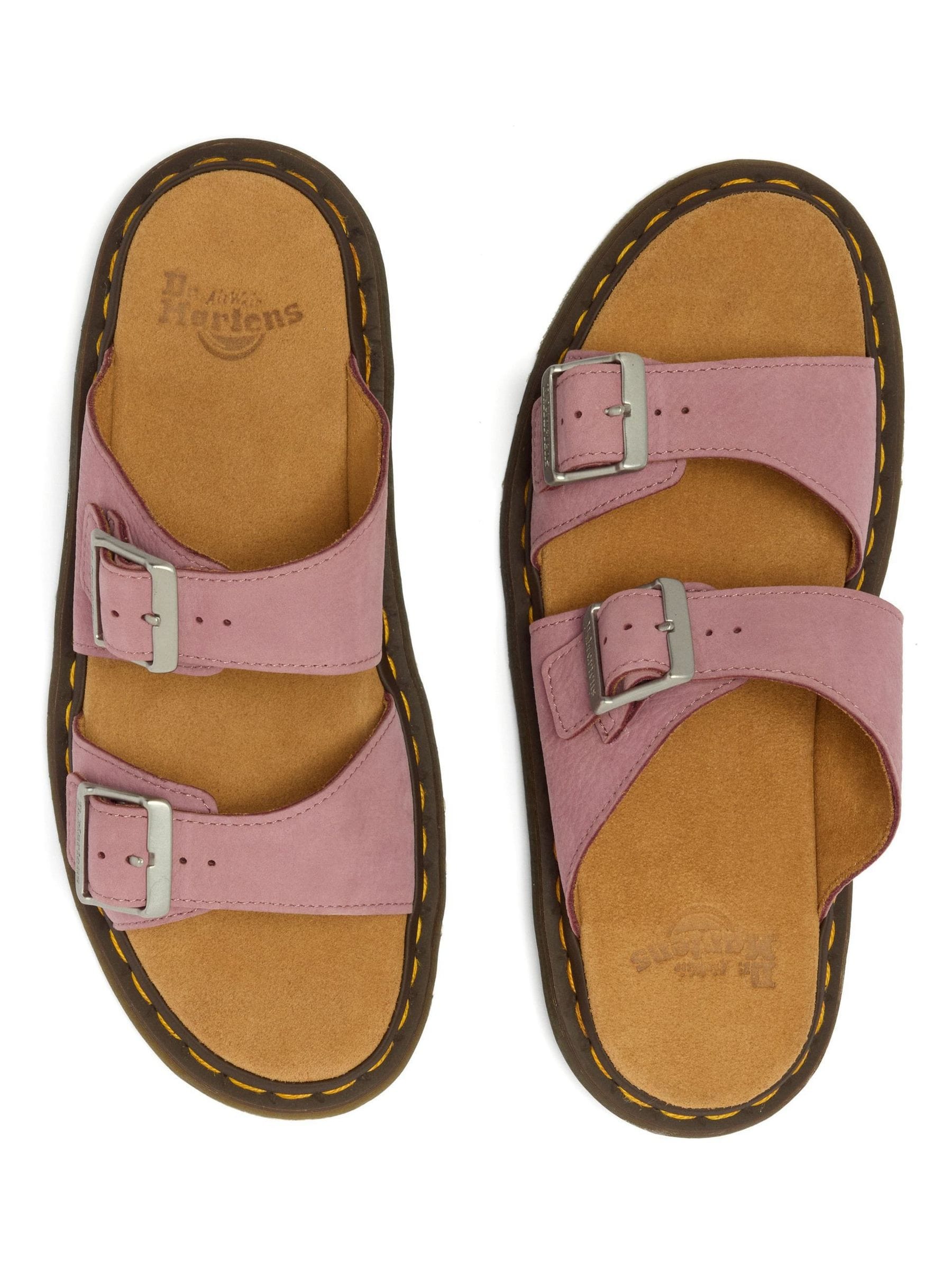 Buy Dr. Martens Pink Josef Dusty Rose Milled Nubuck Slide Sandals