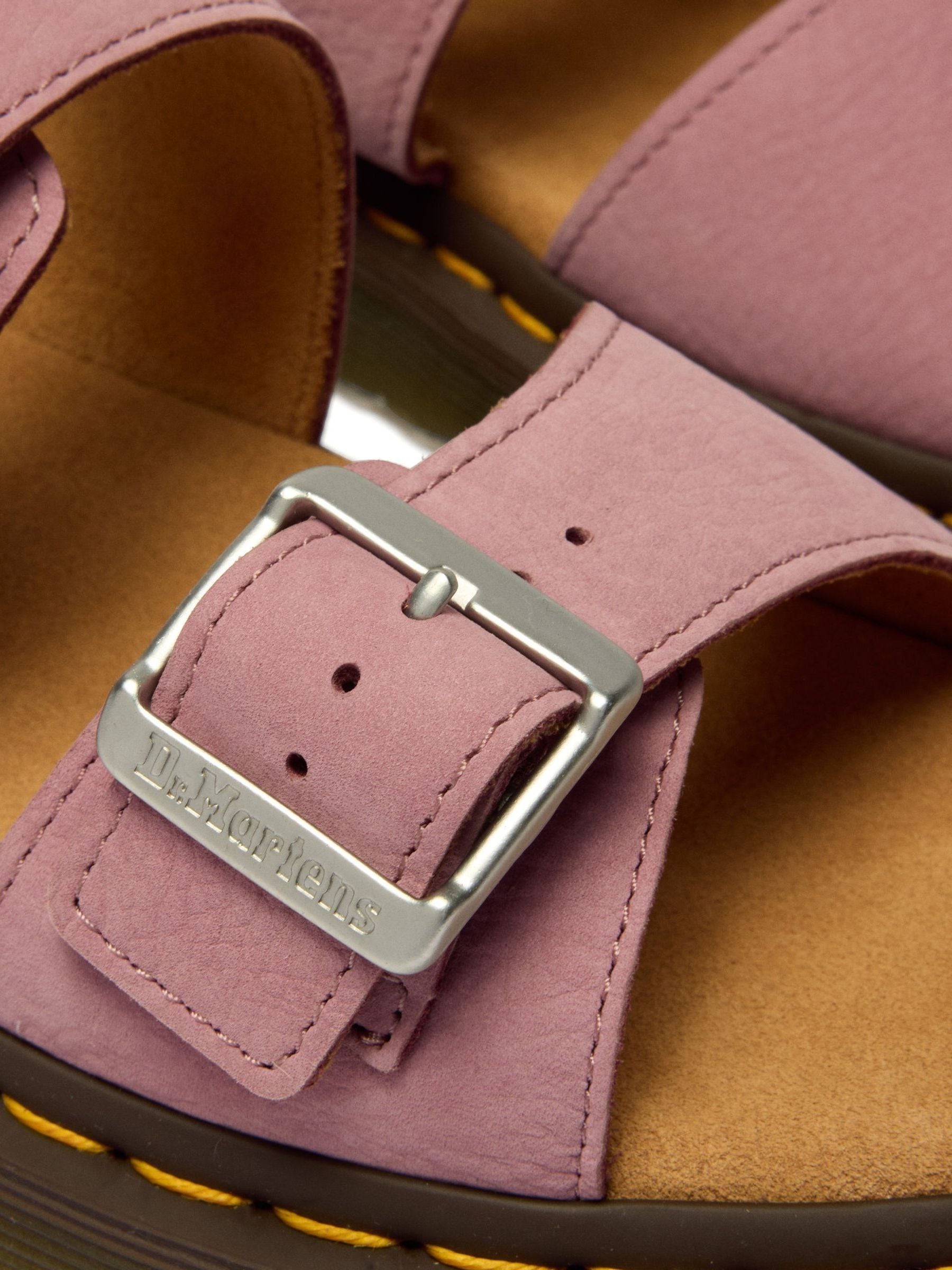 Buy Dr. Martens Pink Josef Dusty Rose Milled Nubuck Slide Sandals