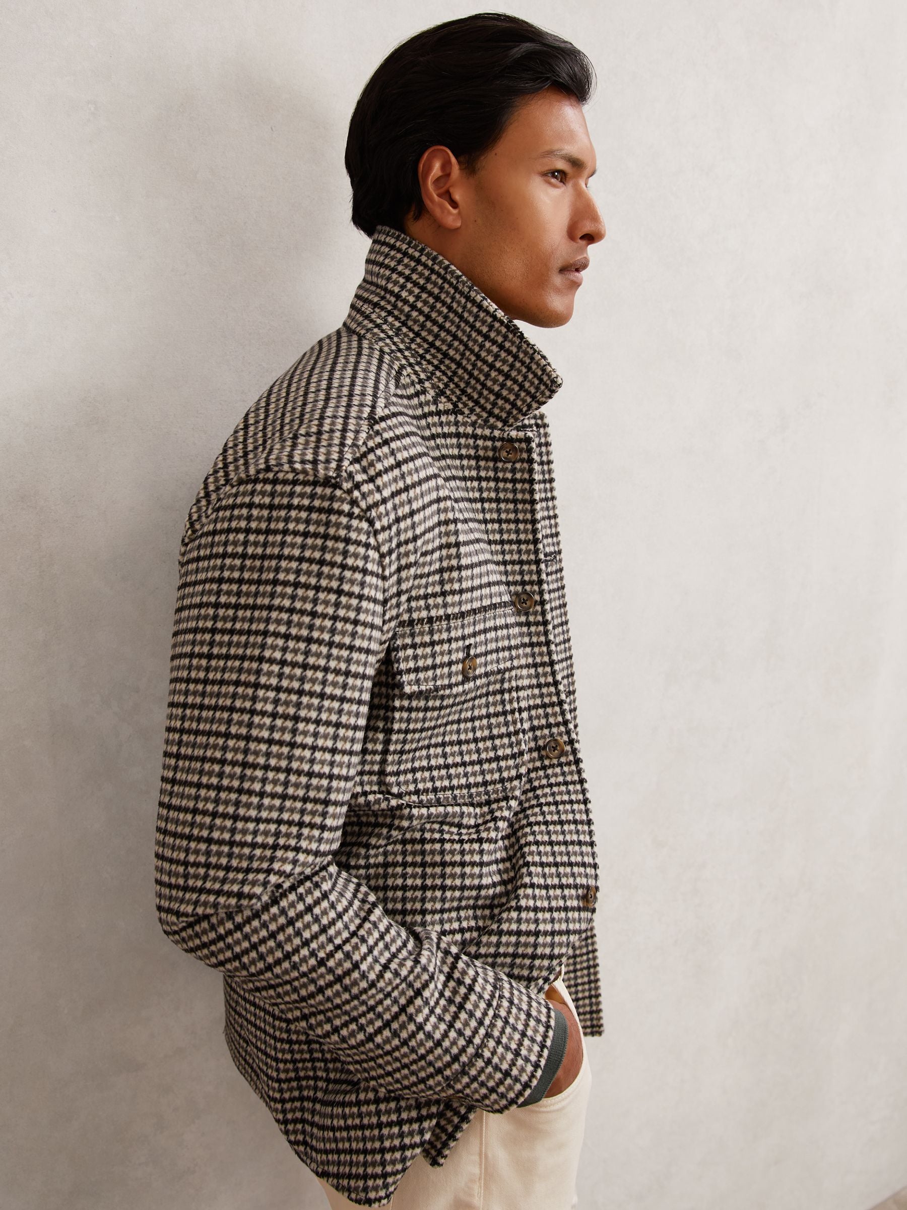 Buy Reiss Grey Liam Houndstooth Wool-Blend Houndstooth-Check