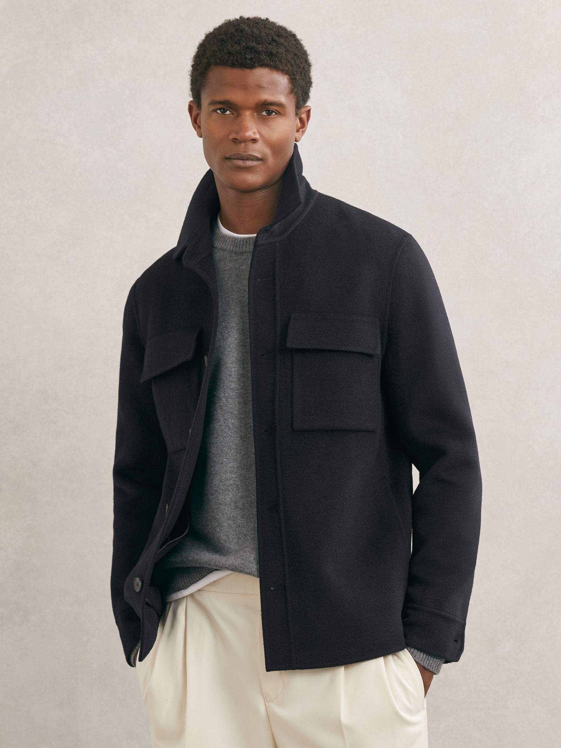 Reiss Navy Shirt In Black