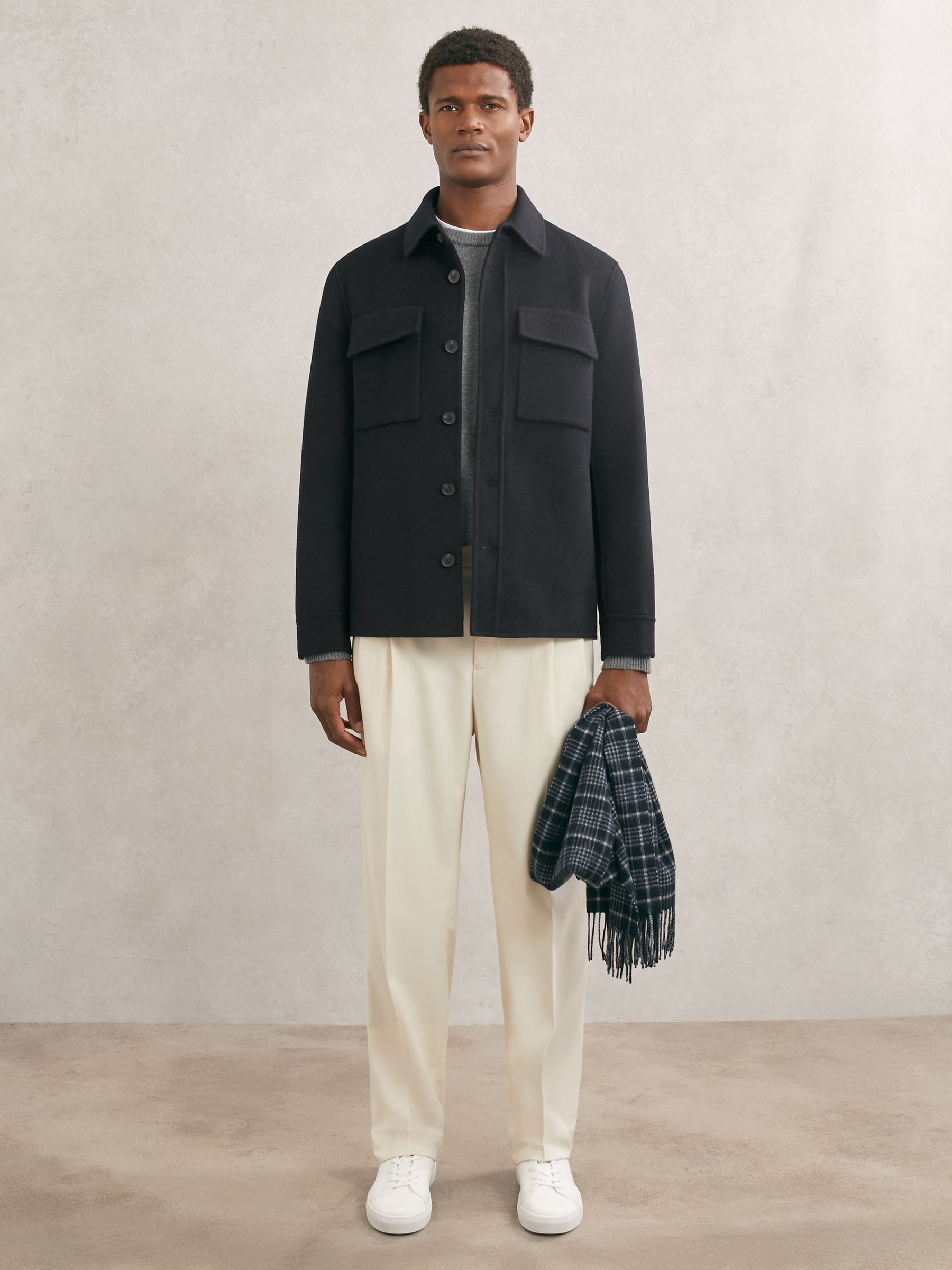 Buy Reiss Navy Net Wool-Blend Twin-Pocket Overshirt from Next USA