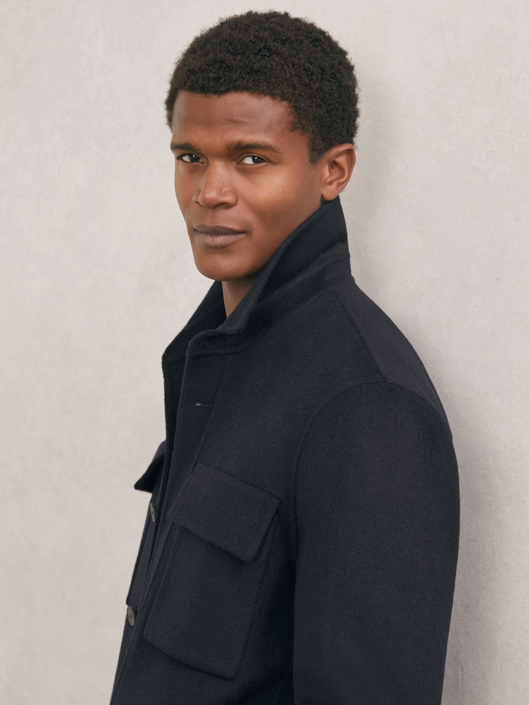 THE CLASIK 24aw 46 美品　OVERSHIRT Buy Reiss Navy Net Wool-Blend Twin-Pocket Overshirt from Next USA