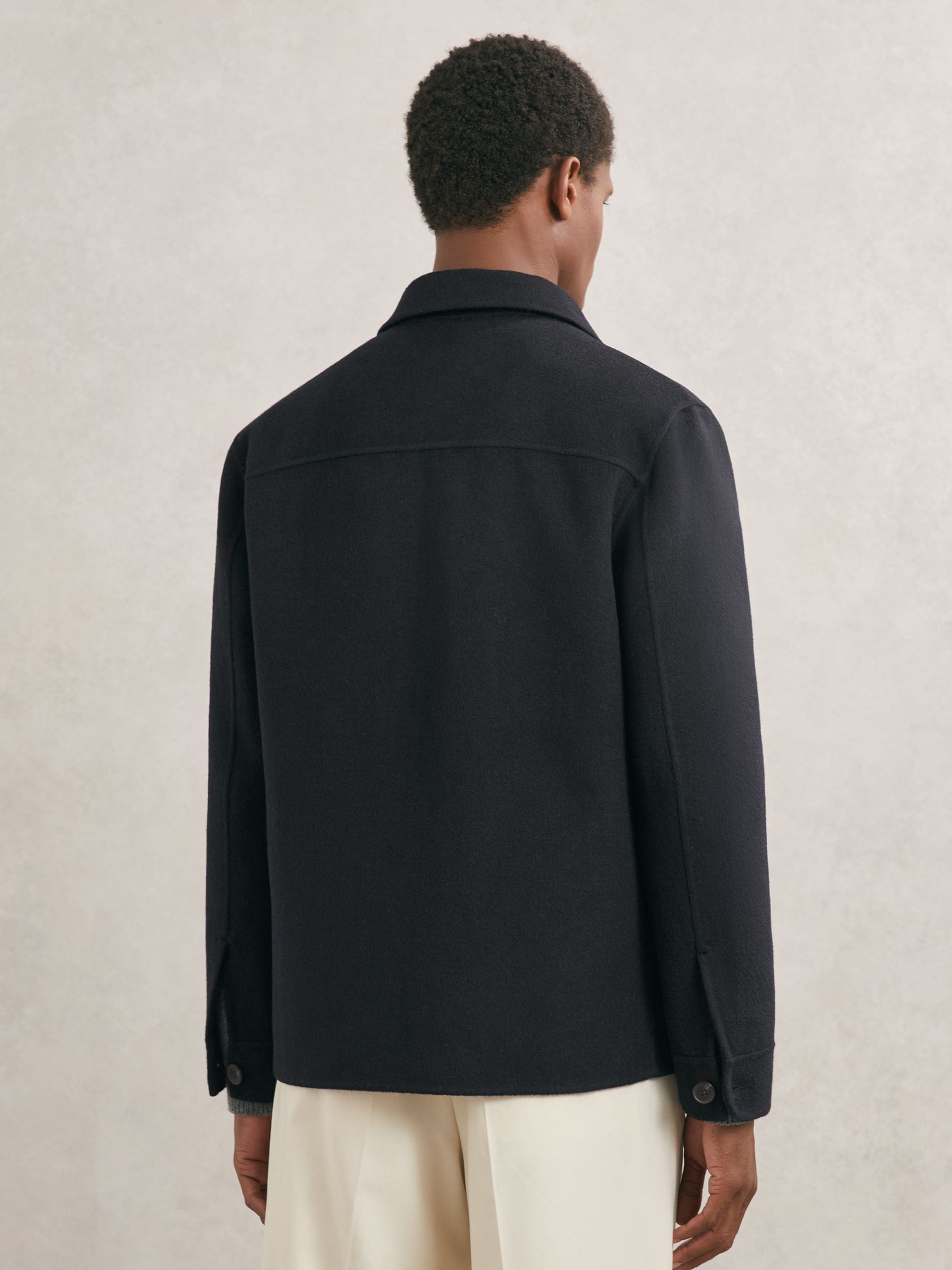 Buy Reiss Navy Net Wool-Blend Twin-Pocket Overshirt from Next USA