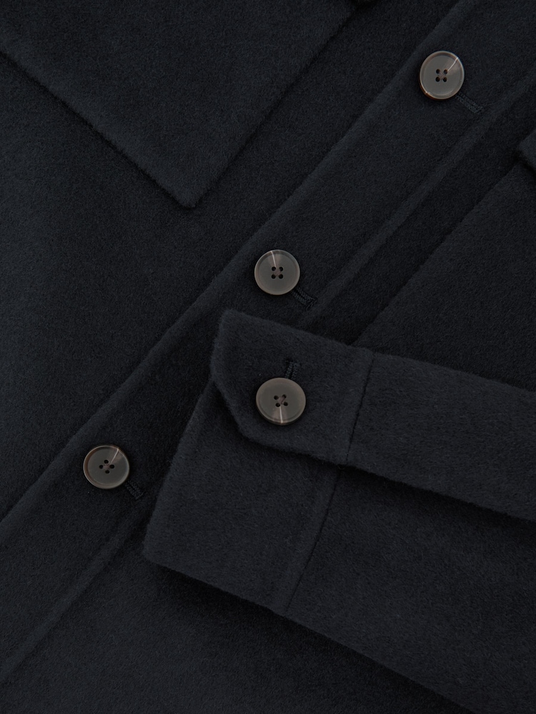 Reiss Navy Net Wool-Blend Twin-Pocket Overshirt - Image 6 of 6 Reiss Navy Net Wool-Blend Twin-Pocket Overshirt - Image 6 of 6