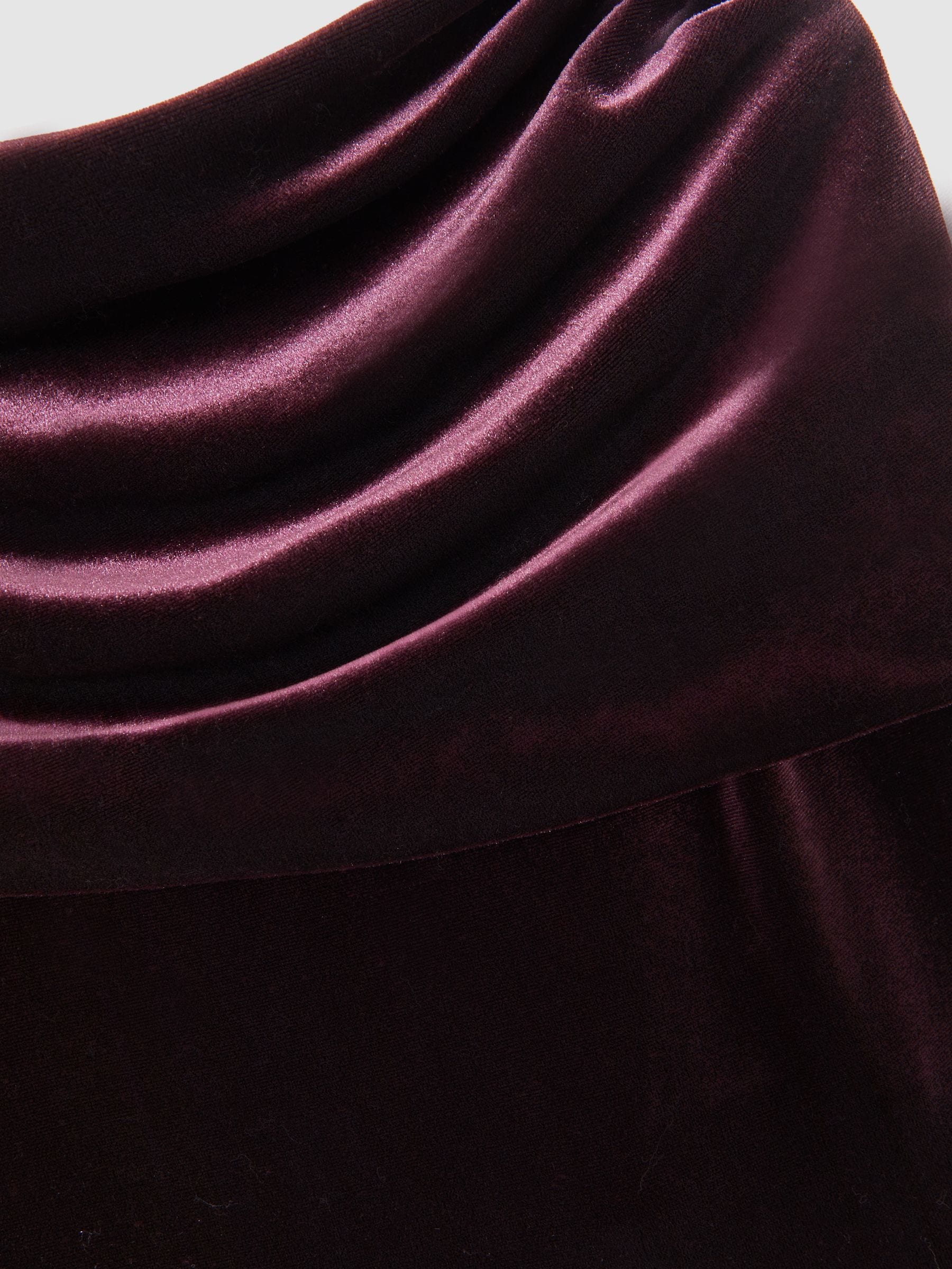 Buy Reiss Burgundy Andria Velvet Drape Strapless Jumpsuit from