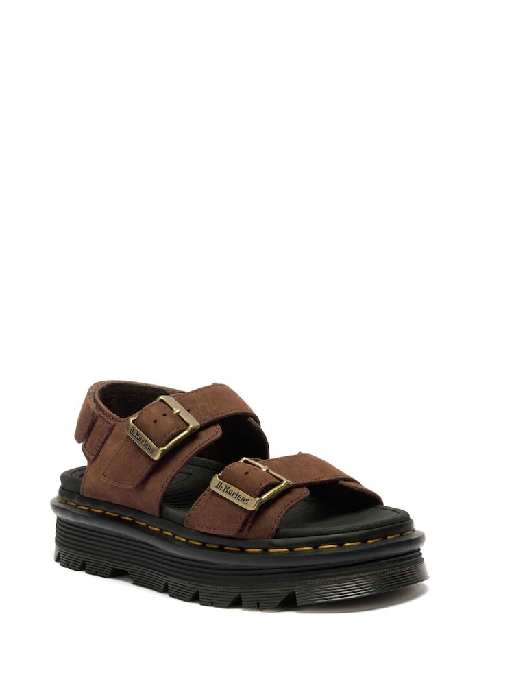 Dr. Martens Dark Brown ZebZag Suede Sandals - Image 1 of 6