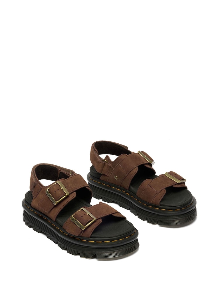 Dr. Martens Dark Brown ZebZag Suede Sandals - Image 2 of 6