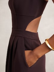 Reiss Burgundy Dion Wide-Leg Cut-Out Jumpsuit - Image 4 of 6