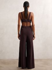 Reiss Burgundy Dion Wide-Leg Cut-Out Jumpsuit - Image 5 of 6