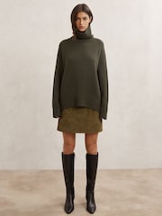 Reiss Khaki Green Brooklyn Wool-Cashmere Roll-Neck Jumper - Image 3 of 6