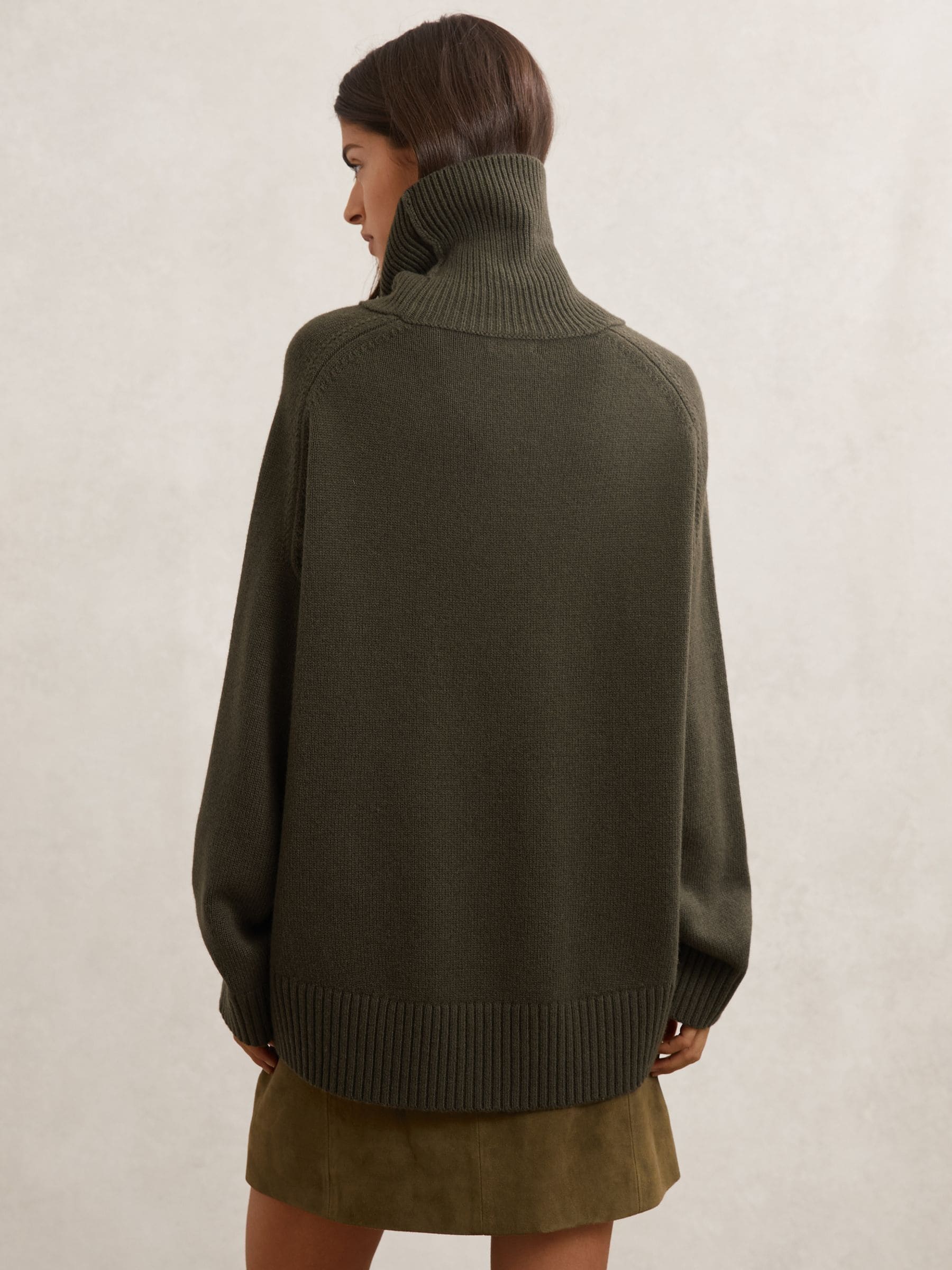 Buy Reiss Khaki Green Brooklyn Wool-Cashmere Roll-Neck Jumper from