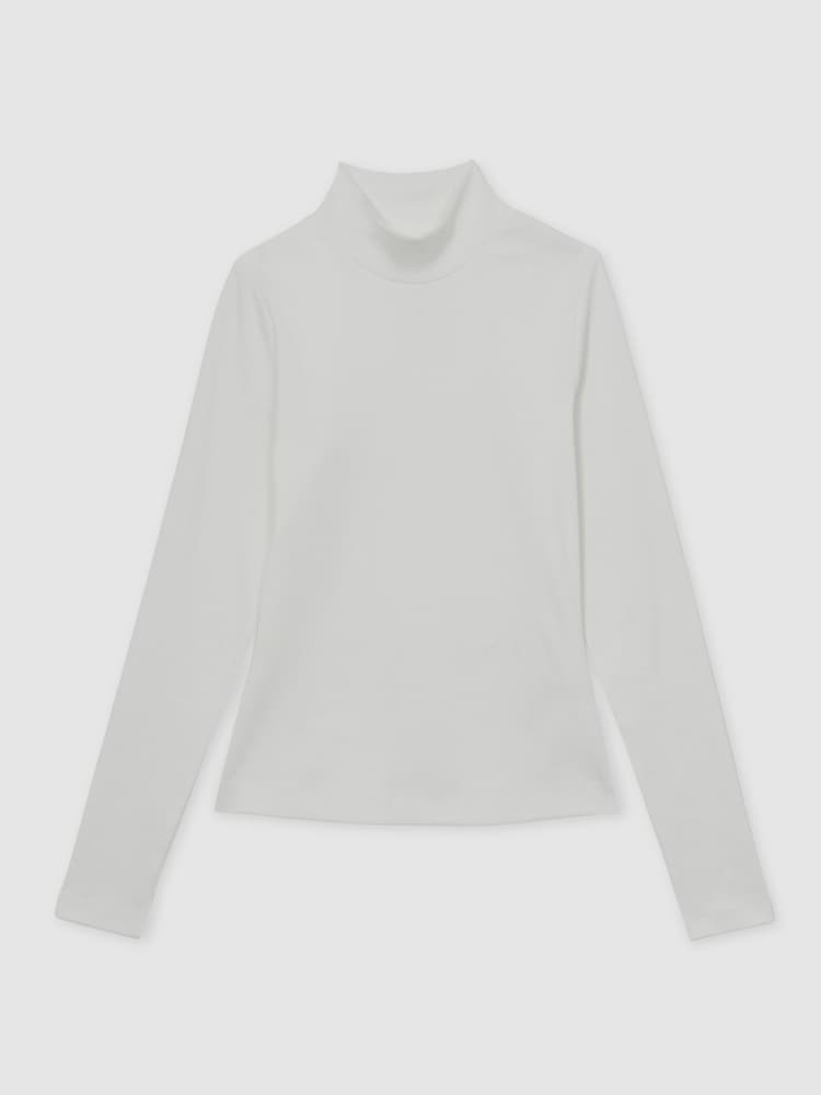 Reiss White Polly Stretch-Cotton Funnel-Neck Top - Image 2 of 6 Reiss White Polly Stretch-Cotton Funnel-Neck Top - Image 2 of 6