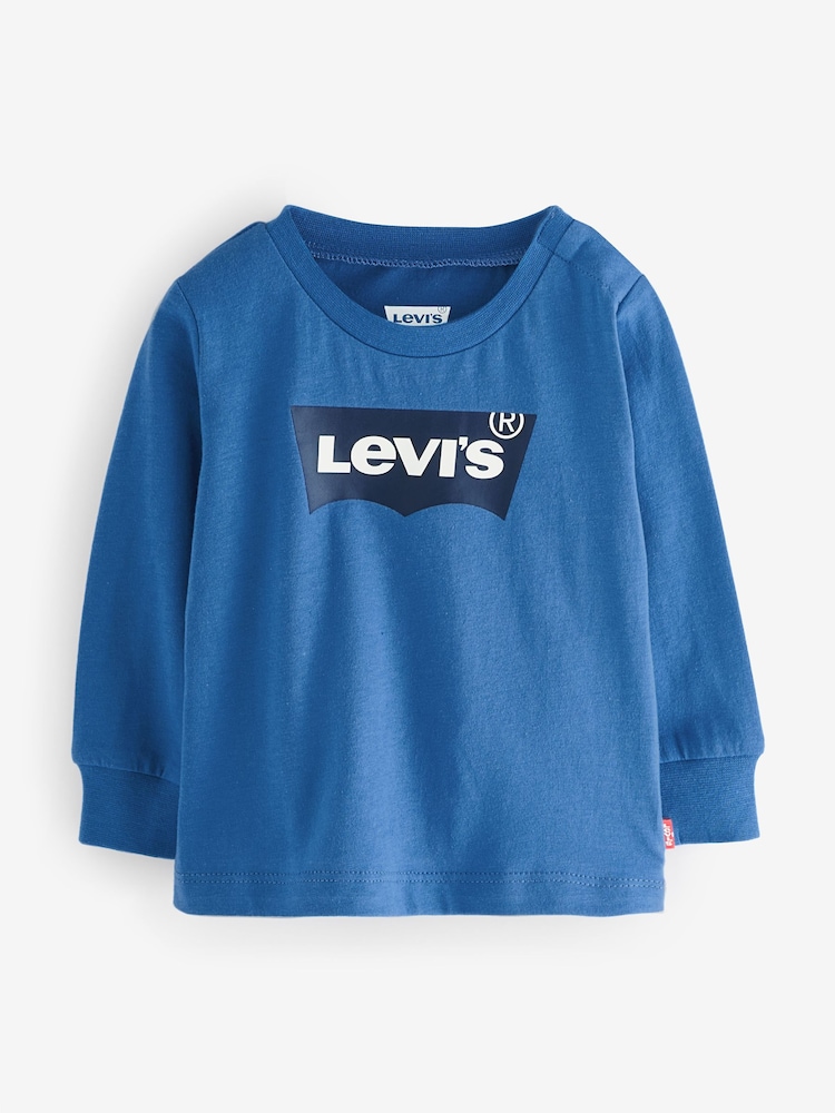Levi's® Blue Baby Batwing Logo Long Sleeve T-Shirt - Image 1 of 1 Levi's® Blue Baby Batwing Logo Long Sleeve T-Shirt - Image 1 of 1