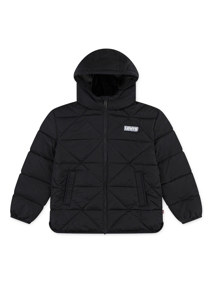 Levi's® Black A Line Logo Midweight Puffer Coat - Image 1 of 4