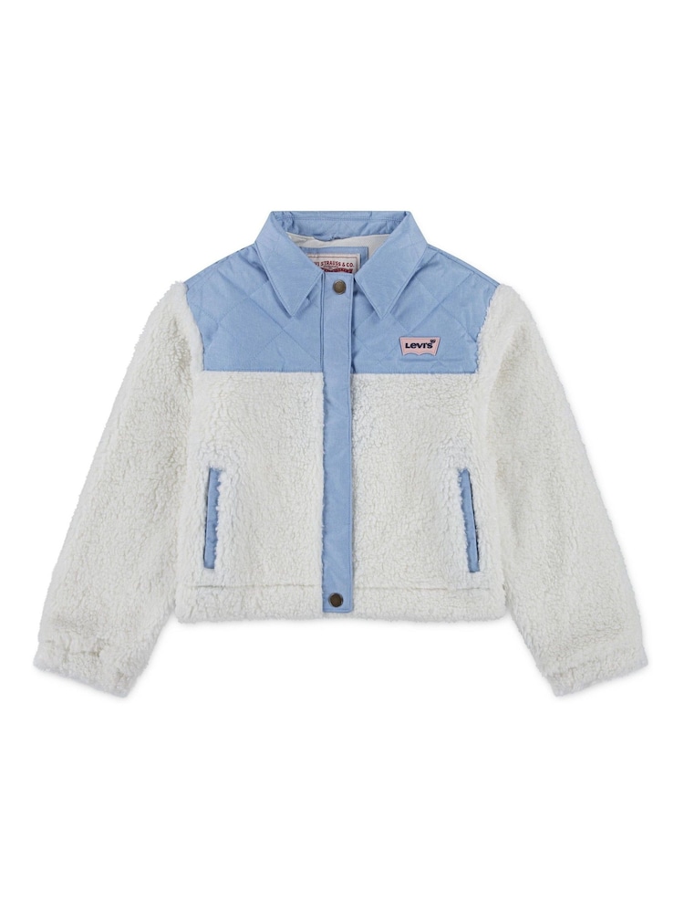 Levi's® Natural Logo Shepa Fleece Denim Mix Trucker Jacket - Image 1 of 4