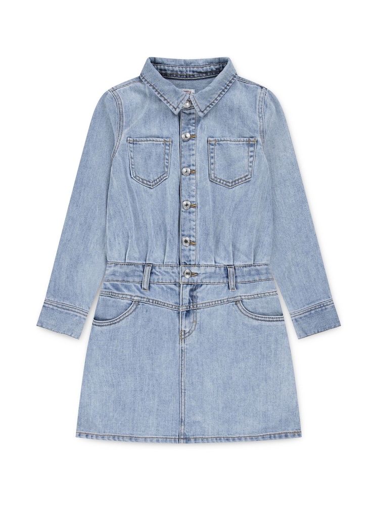 Levi's® Blue Long Sleeve Western Denim Dress With Logo - Image 1 of 4 Levi's® Blue Long Sleeve Western Denim Dress With Logo - Image 1 of 4