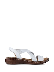 Pavers White Flexible Leather Cushioned Sandals - Image 1 of 5