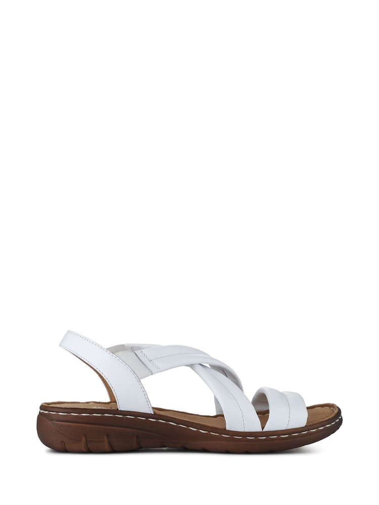 Pavers White Flexible Leather Cushioned Sandals - Image 1 of 5