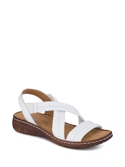 Pavers White Flexible Leather Cushioned Sandals - Image 2 of 5