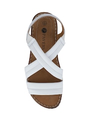 Pavers White Flexible Leather Cushioned Sandals - Image 4 of 5
