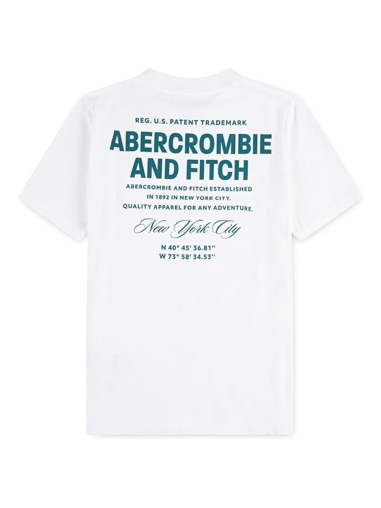Abercrombie & Fitch White Logo City Stack T-Shirt With Back Print - Image 2 of 4