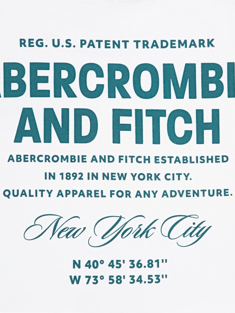 Abercrombie & Fitch White Logo City Stack T-Shirt With Back Print - Image 4 of 4
