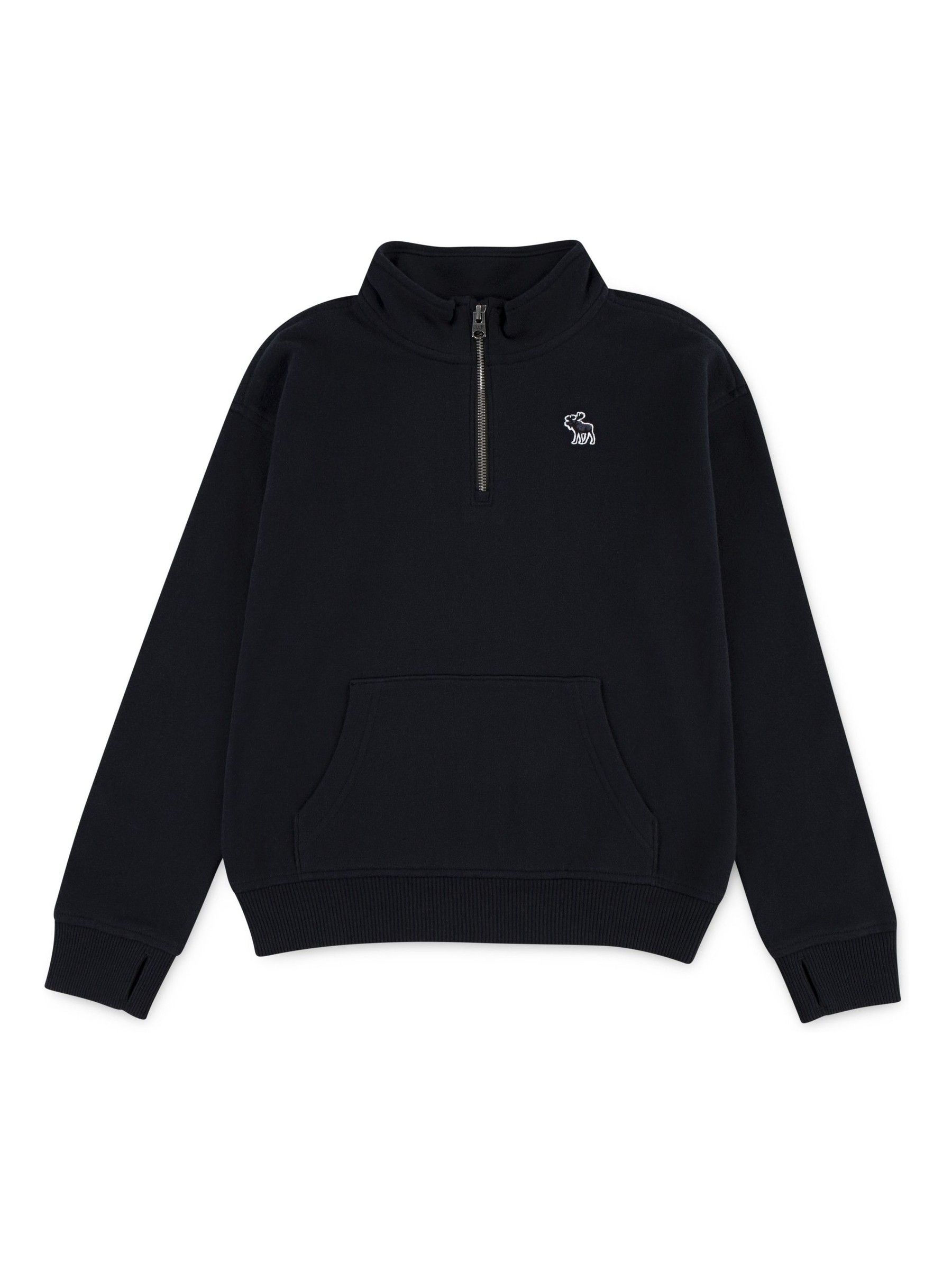 Buy Abercrombie & Fitch Black Essential Logo Quarter Zip Jumper