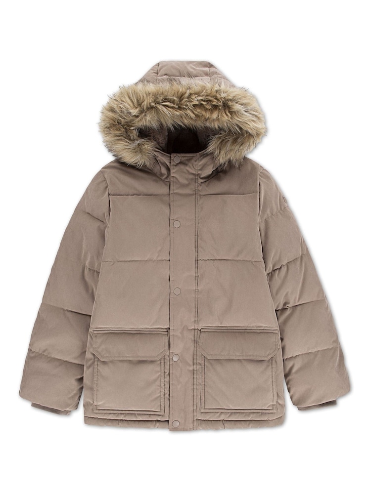 Abercrombie & Fitch Grey Logo Heavyweight Parka Coat - Image 1 of 5